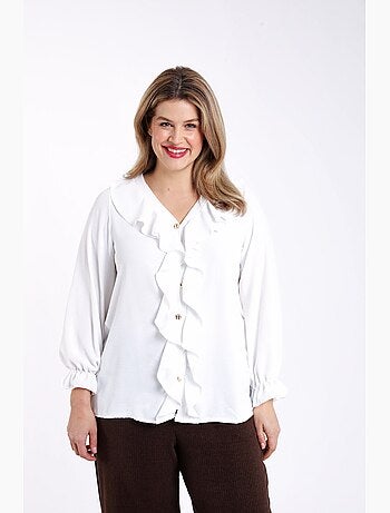 Blouse unie à volants PAPRIKA
