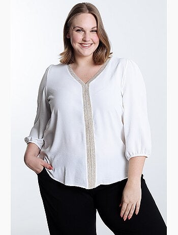 Blouse unie avec bande dorée