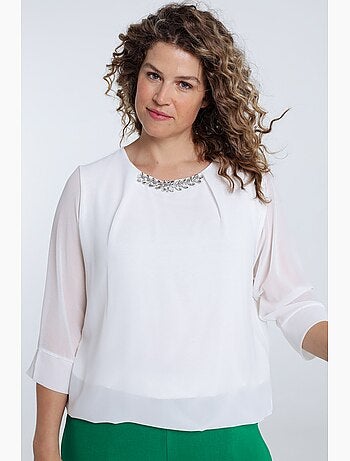 Blouse unie avec bijoux PAPRIKA