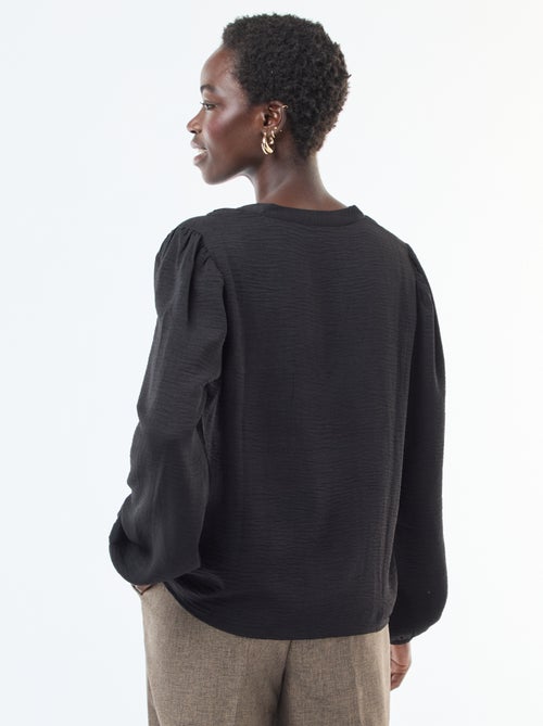Blouse unie avec col V et broderies devant 'JDY' - Kiabi