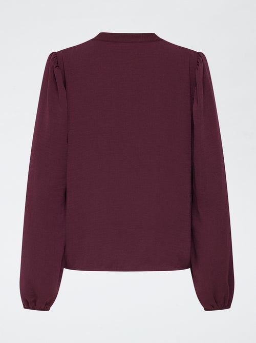 Blouse unie avec col V et broderies devant 'JDY' - Kiabi