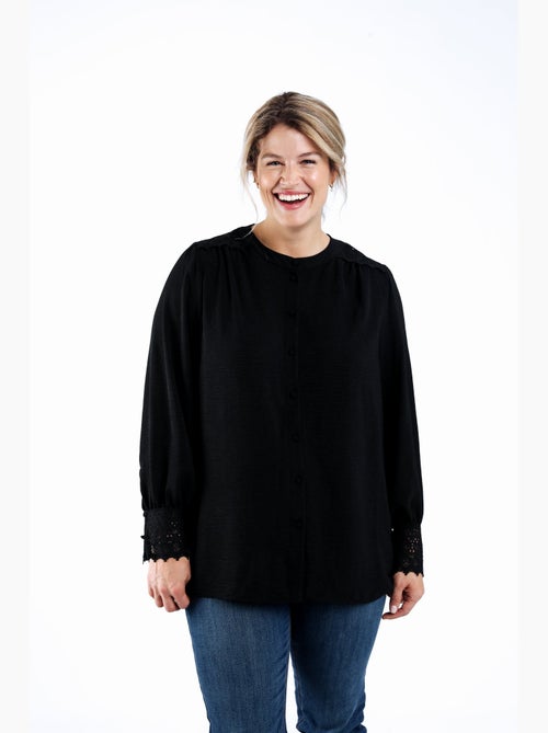 Blouse unie avec dentelle PAPRIKA - Kiabi