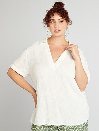 Blouse unie en gaze de coton