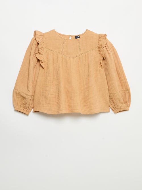 Blouse unie en gaze de coton - Kiabi