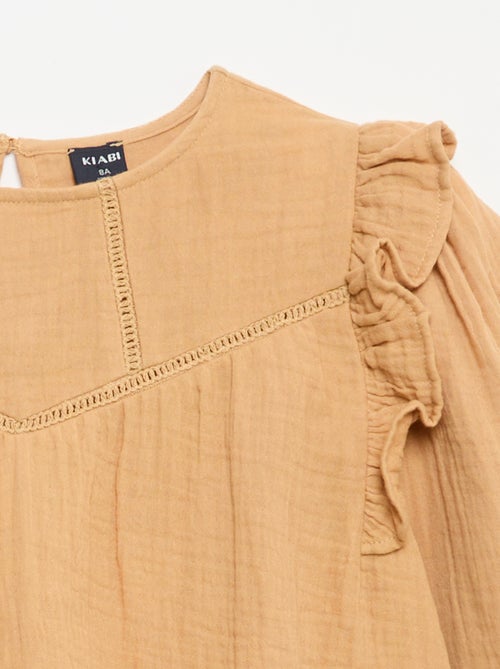 Blouse unie en gaze de coton - Kiabi