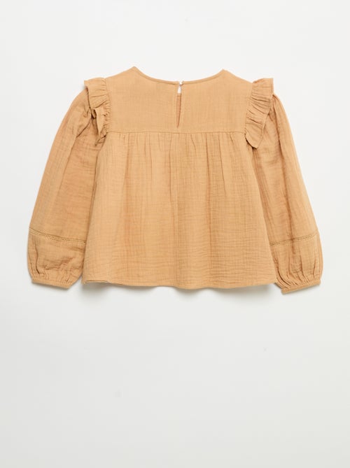 Blouse unie en gaze de coton - Kiabi