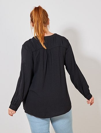 Blouse unie texturée à col V - Kiabi