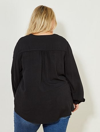 Blouse unie texturée à col V - Kiabi