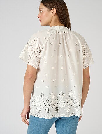 Blouse voile de coton broderie anglaise - Damart