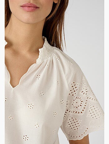 Blouse voile de coton broderie anglaise - Damart