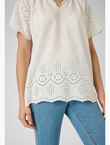 Blouse voile de coton broderie anglaise - Damart