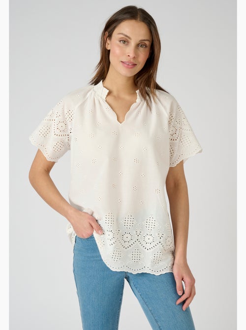Blouse voile de coton broderie anglaise - Damart - Kiabi