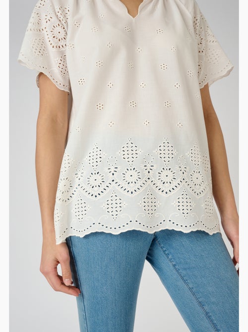 Blouse voile de coton broderie anglaise - Damart - Kiabi