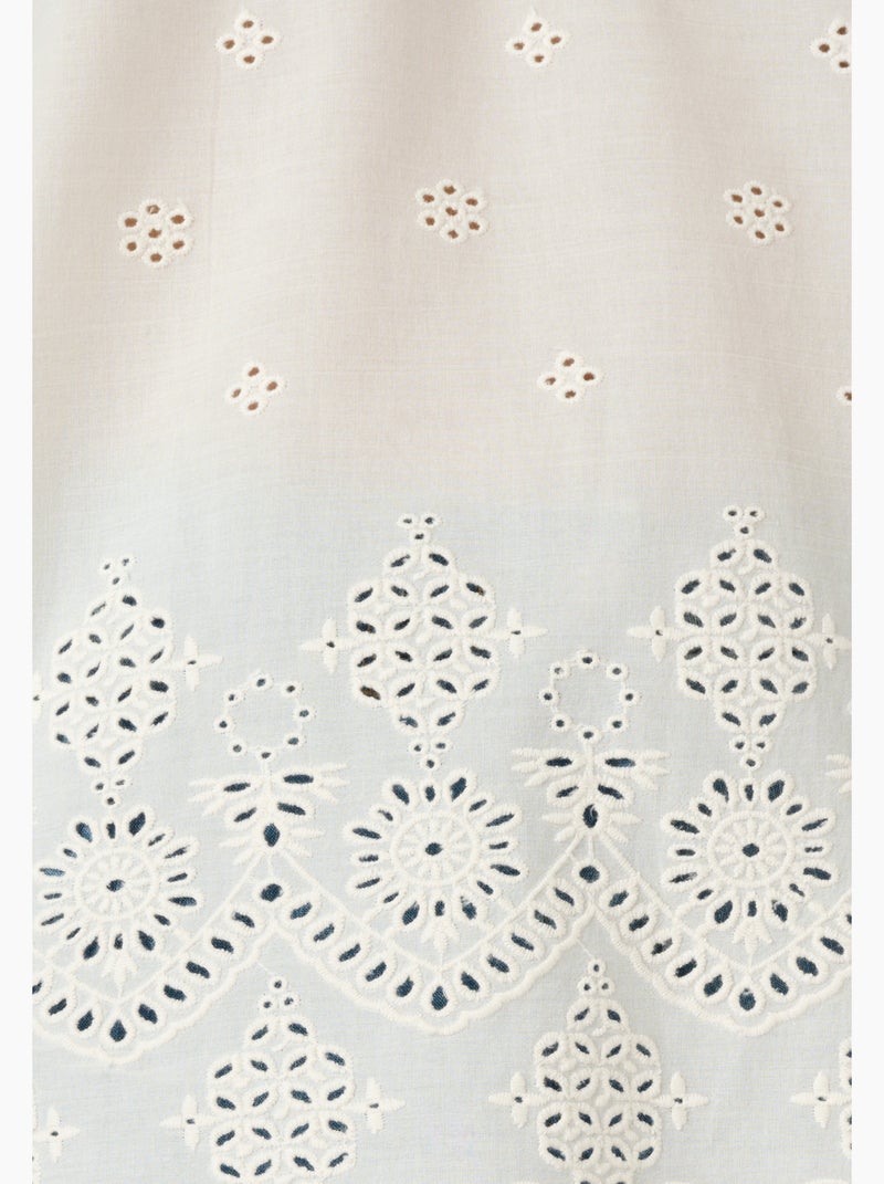 Blouse voile de coton broderie anglaise - Damart Blanc - Kiabi