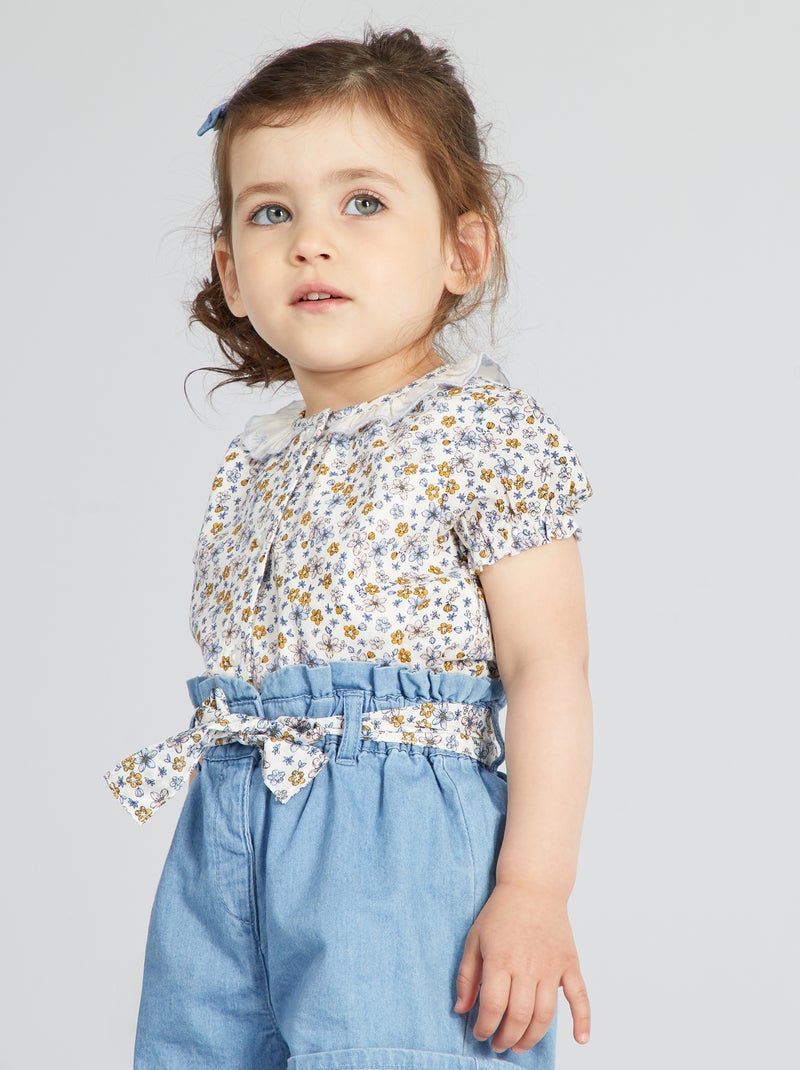 Blouse voile de coton et col claudine Liberty - Kiabi