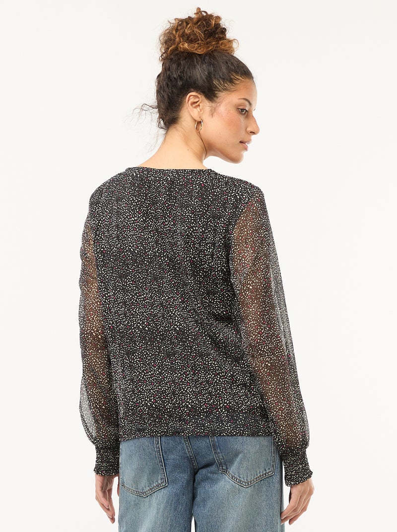 Blouse voile imprimé 'JDY' Noir - Kiabi