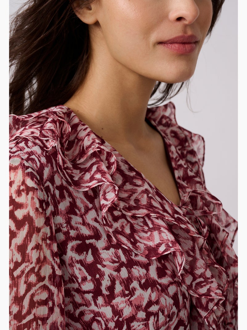 Blouse voile imprimé tachiste - damart Rouge - Kiabi