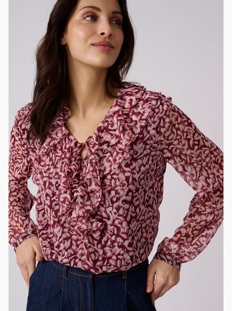 Blouse voile imprimé tachiste - damart Rouge - Kiabi