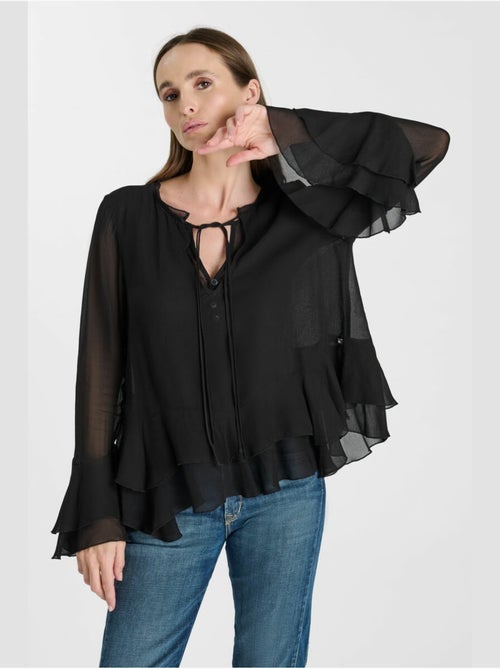 Blouse vola 'le temps des cerises' - Kiabi