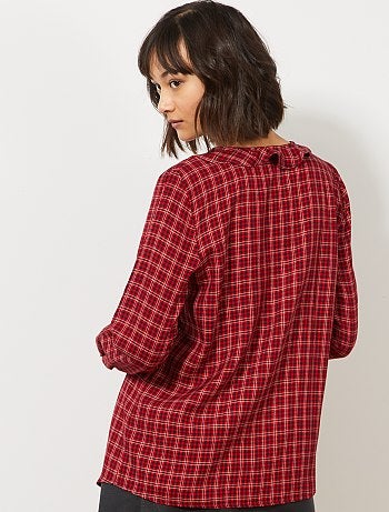 Blouse volantée à carreaux - Kiabi