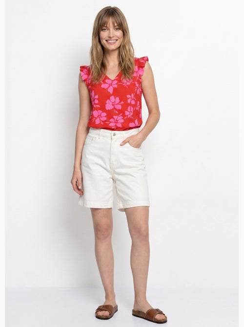 Blouse volantée col V, imprimé fleuri - AFIBEL - Kiabi Blouse volantée col V, imprimé fleuri - AFIBEL - Kiabi