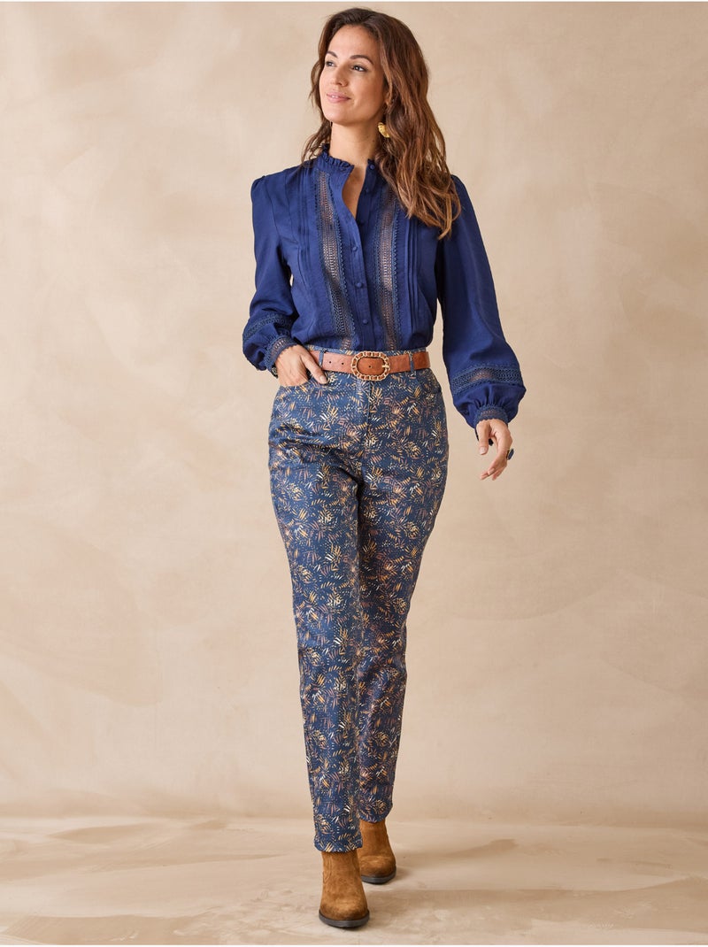 Blouse volantée plis nervurés - DAXON Bleu marine - Kiabi