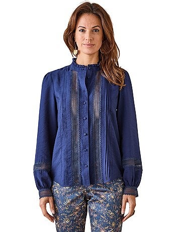 Blouse volantée plis nervurés