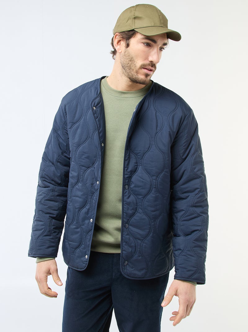 Blouson à capuche avec plastron en molleton amovible Bleu - Kiabi