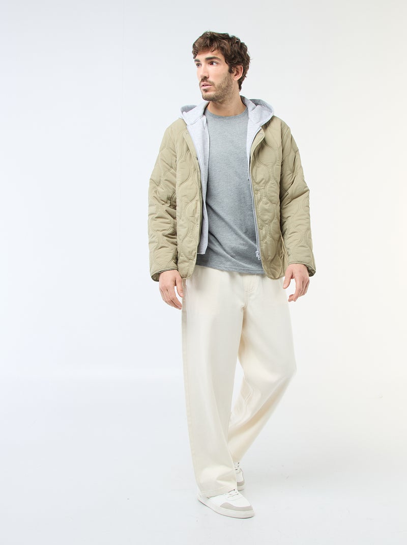 Blouson à capuche avec plastron en molleton amovible Vert - Kiabi