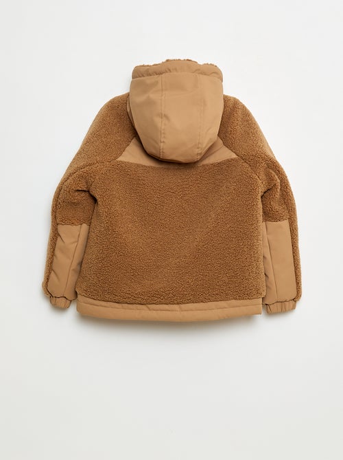 Blouson à capuche bi-matière effet moutonné - Kiabi
