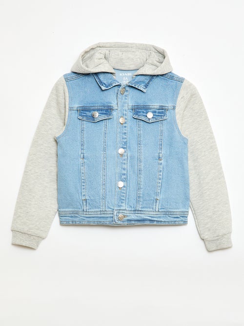 Blouson à capuche denim et jersey - Kiabi