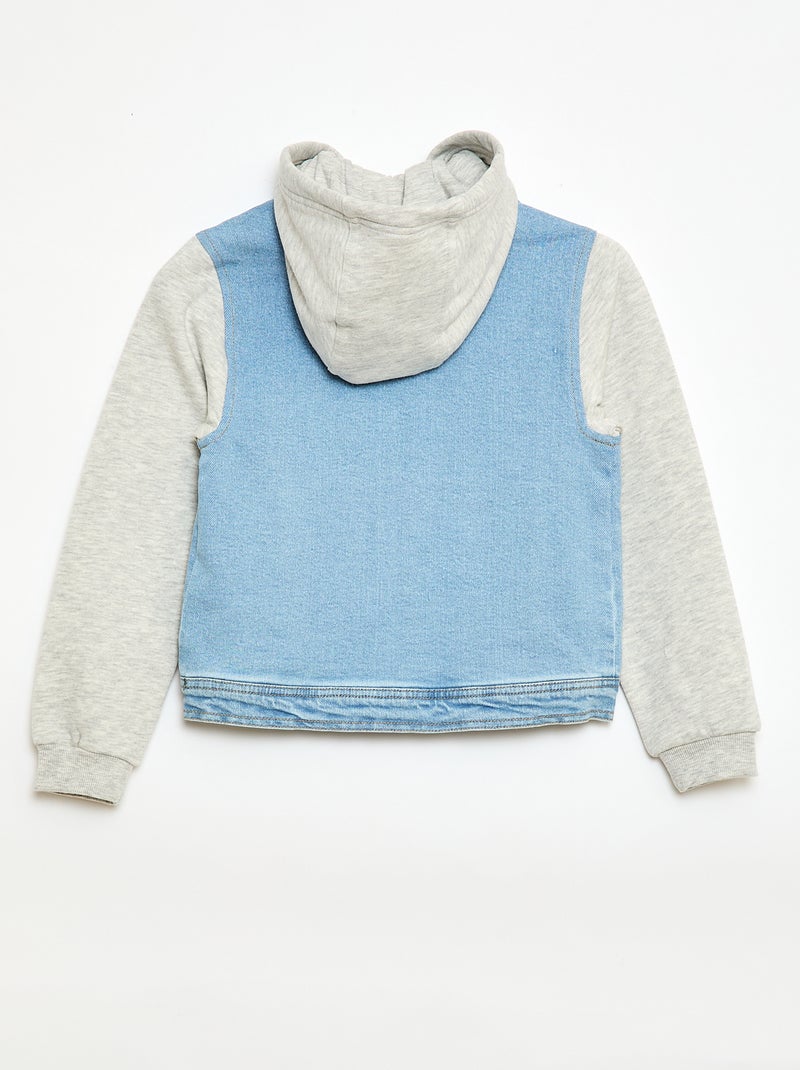 Blouson à capuche denim et jersey Bleu - Kiabi