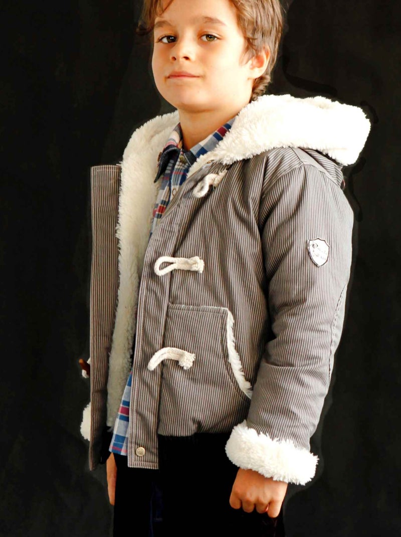 Blouson    à Capuche  Doublure Imitation Mouton  JUDE - La Faute à Voltaire Gris - Kiabi