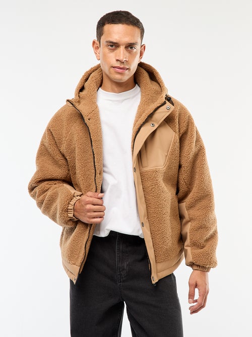 Blouson a capuche effet moutonné - Kiabi