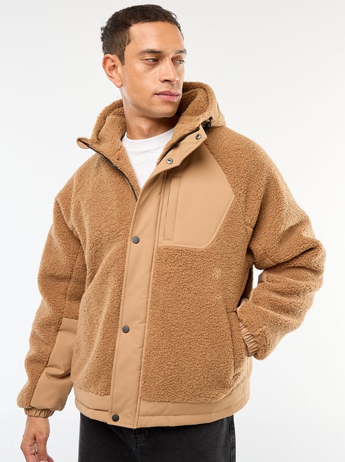 Blouson a capuche effet moutonné - Kiabi