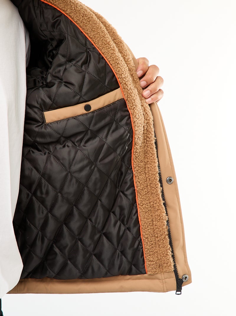 Blouson a capuche effet moutonné Beige - Kiabi