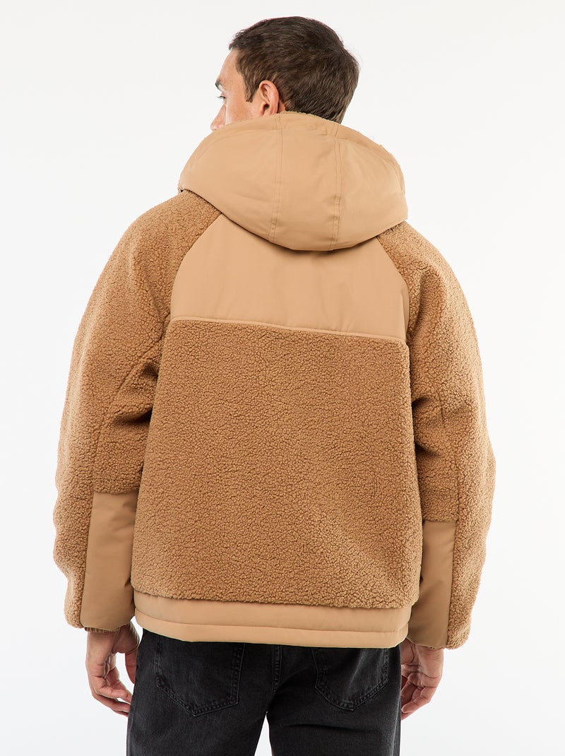 Blouson a capuche effet moutonné Beige - Kiabi