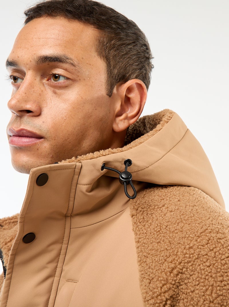 Blouson a capuche effet moutonné Beige - Kiabi