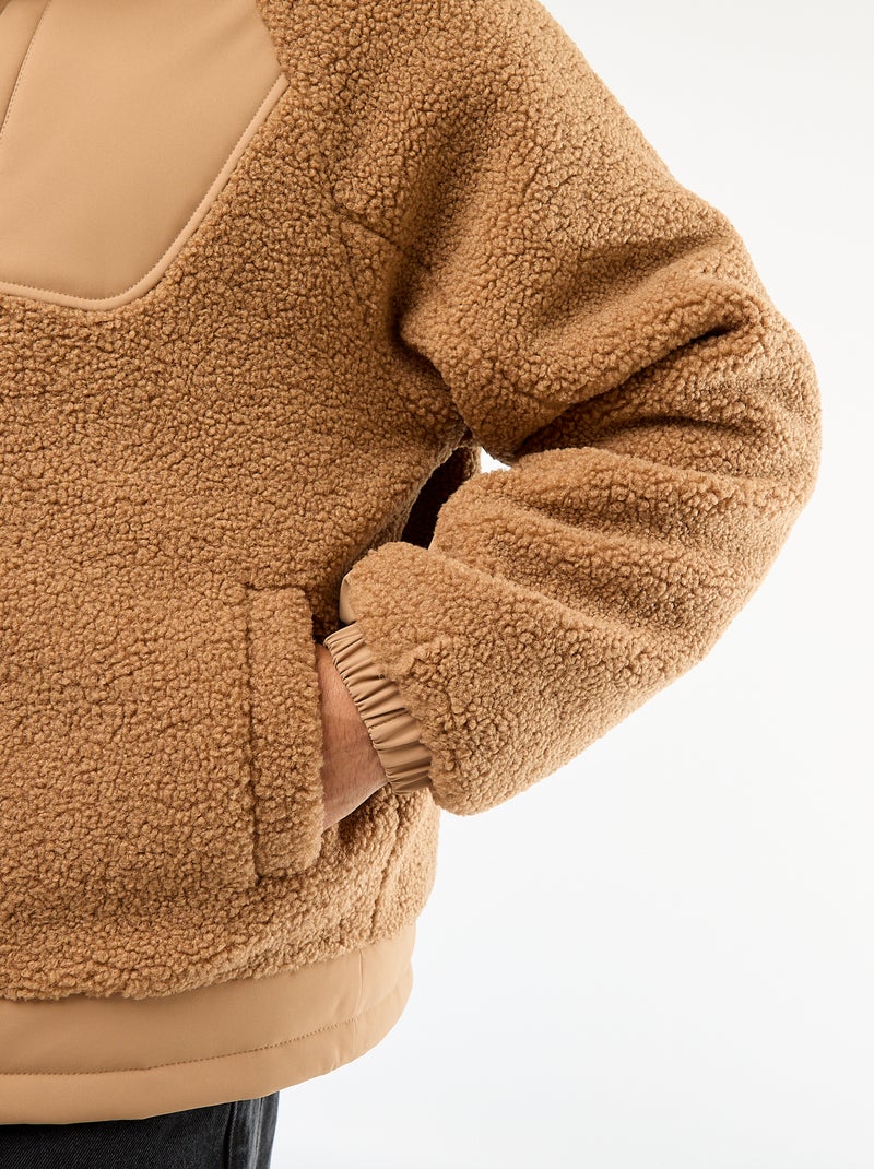 Blouson a capuche effet moutonné Beige - Kiabi