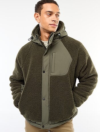 Blouson a capuche effet moutonné