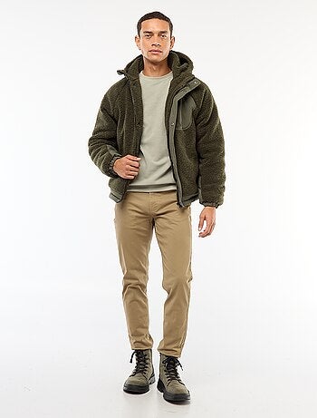 Blouson a capuche effet moutonné