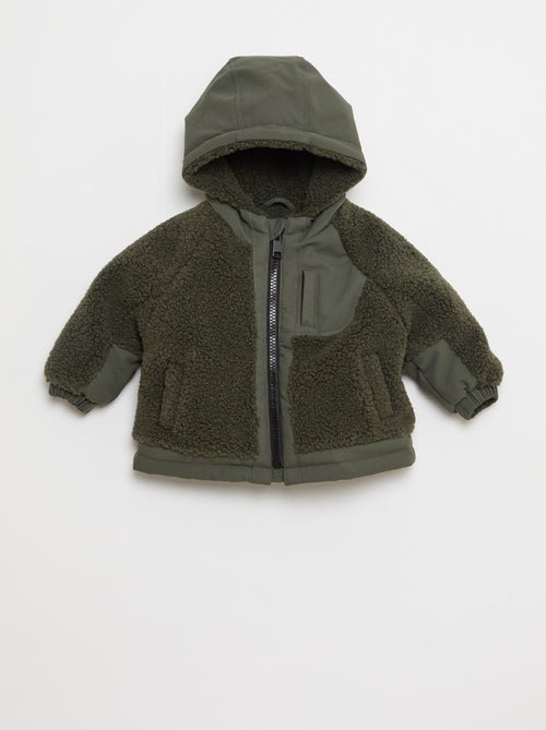 Blouson à capuche effet moutonné - Kiabi