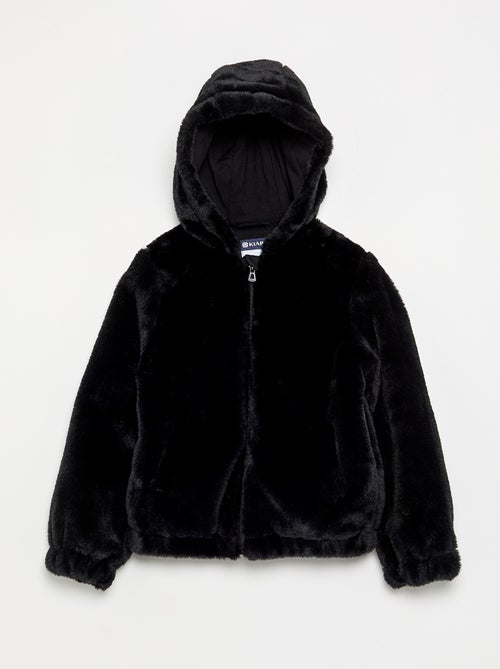 Blouson à capuche en fausse fourrure - Kiabi Blouson à capuche en fausse fourrure - Kiabi