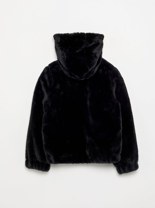 Blouson à capuche en fausse fourrure - Kiabi Blouson à capuche en fausse fourrure - Kiabi