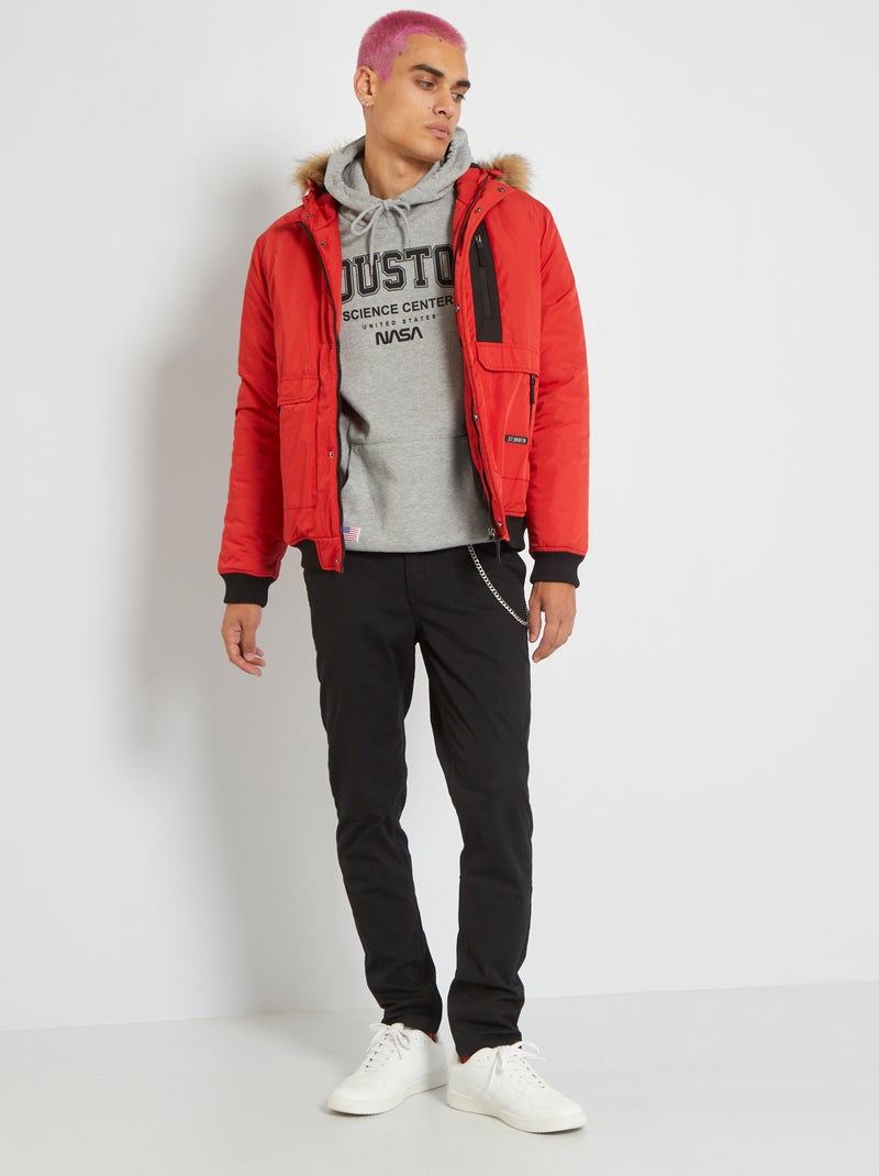 Blouson à capuche fourré Rouge - Kiabi