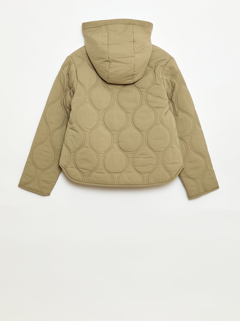Blouson à capuche matelassé Kaki - Kiabi