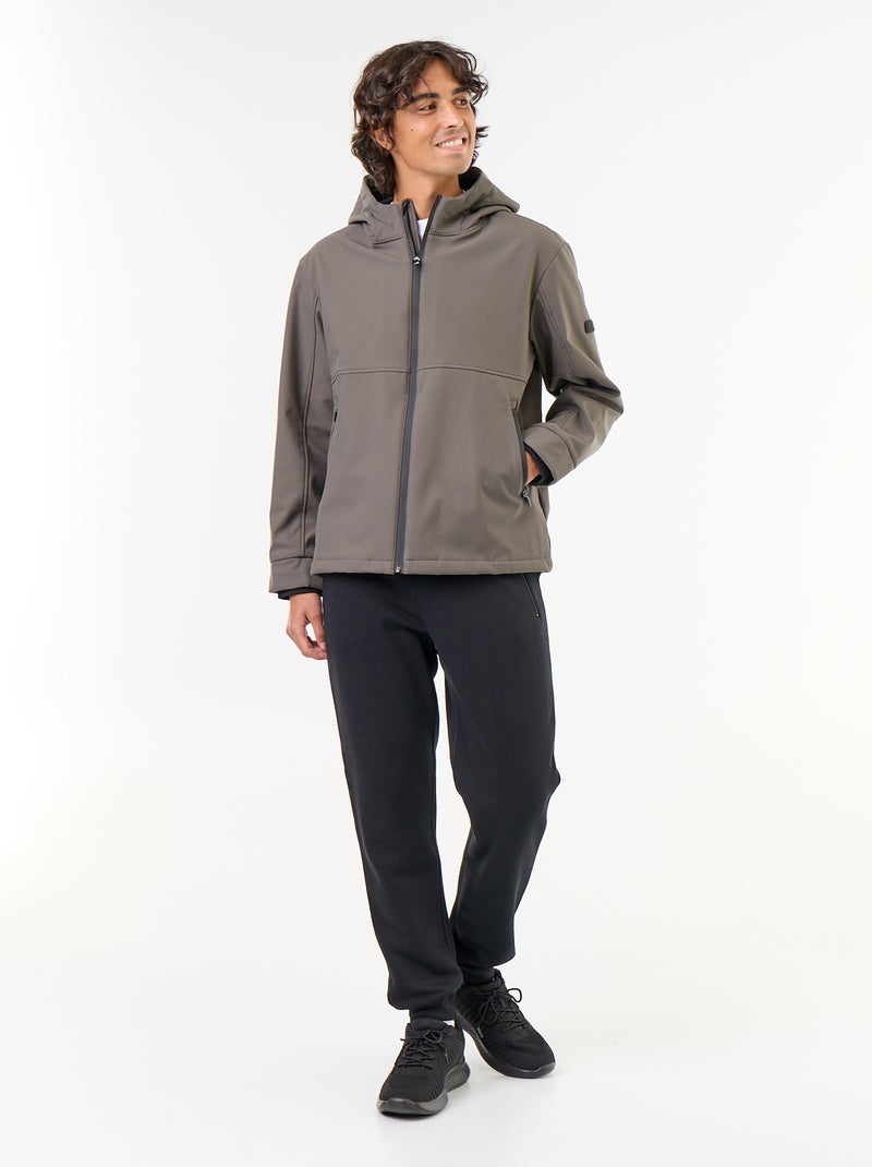 Blouson à capuche néoprène doublé micro-polaire Kaki - Kiabi
