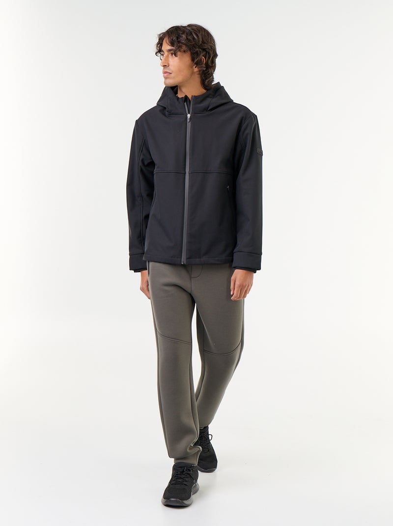 Blouson à capuche néoprène doublé micro-polaire Noir - Kiabi