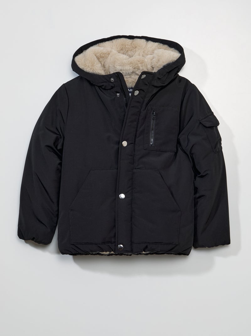 Blouson à capuche noir - Kiabi