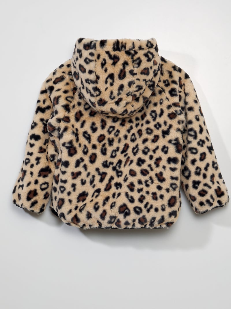 Blouson à capuche réversible Noir/léopard - Kiabi